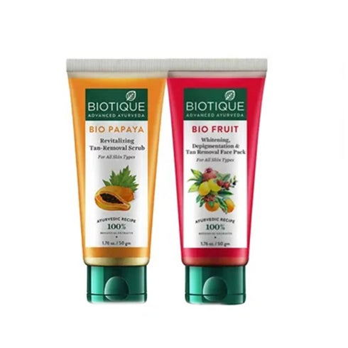 Biotique Advanced Ayurveda Bio Mini Scrub And Face Pack Combo For Whitening And Tan Removal